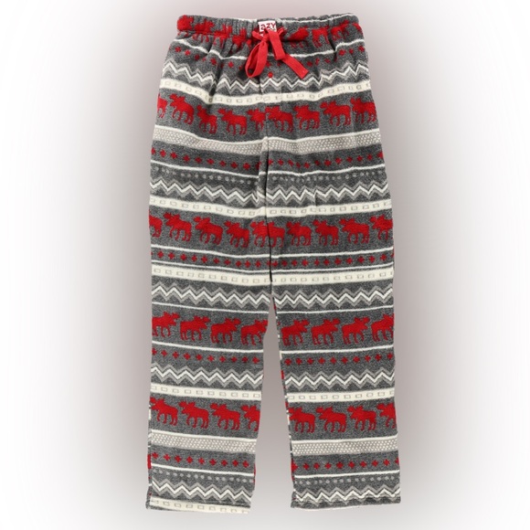 Lazy One Mens Fleece Pajama Bottoms - Red and Gray - Picture 3 of 9